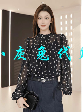 小灰兔代购2025春款优雅气质波点两件套衬衫1301039-1S20411-