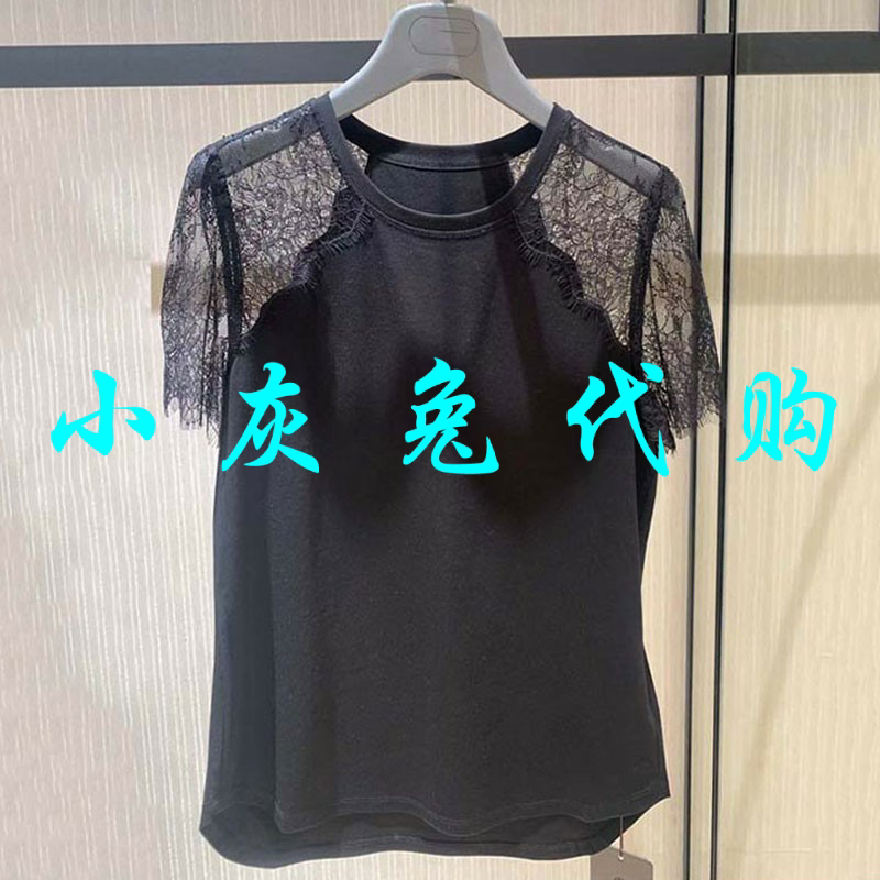 4折 小灰兔代购2025夏蕾丝拼接短袖T恤5300653-1031311-001
