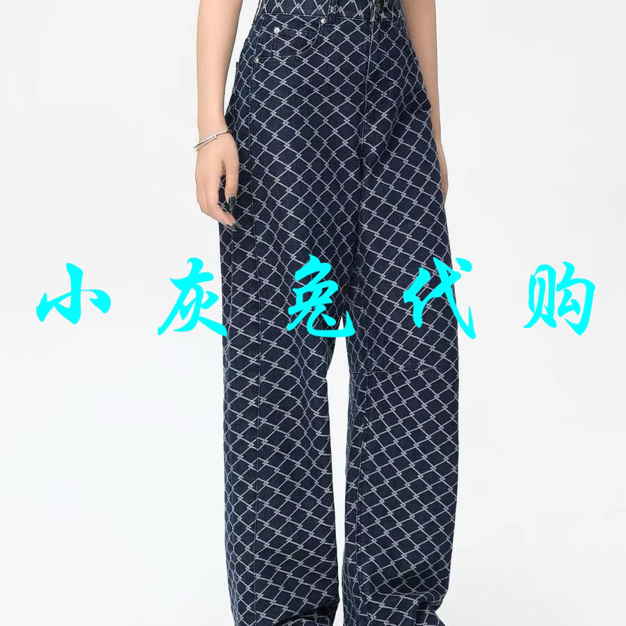 小灰兔代购2026秋新款菱格显瘦复古休闲牛仔裤510077-4A50032