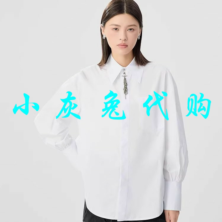 小灰兔代购2025春灯笼袖钉珠休闲衬衫530052-1013761
