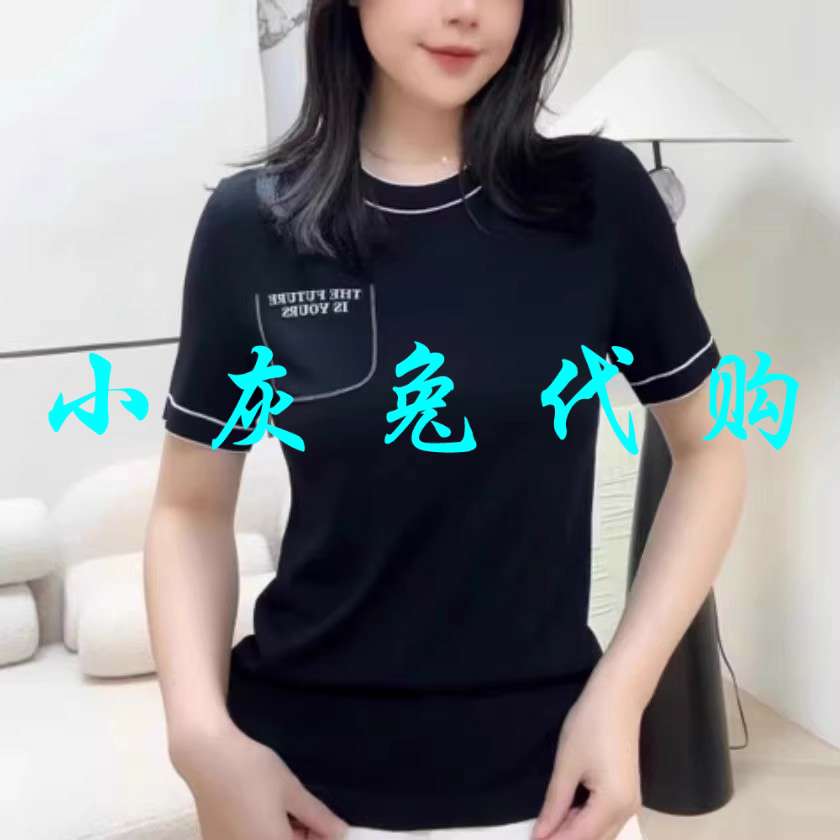 小灰兔正品代购2025夏新款字母针织衫T恤1399707-1T34611-035