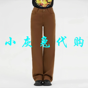 小灰兔代购2025秋新款高腰直筒加绒牛仔裤1100270-4231343-001