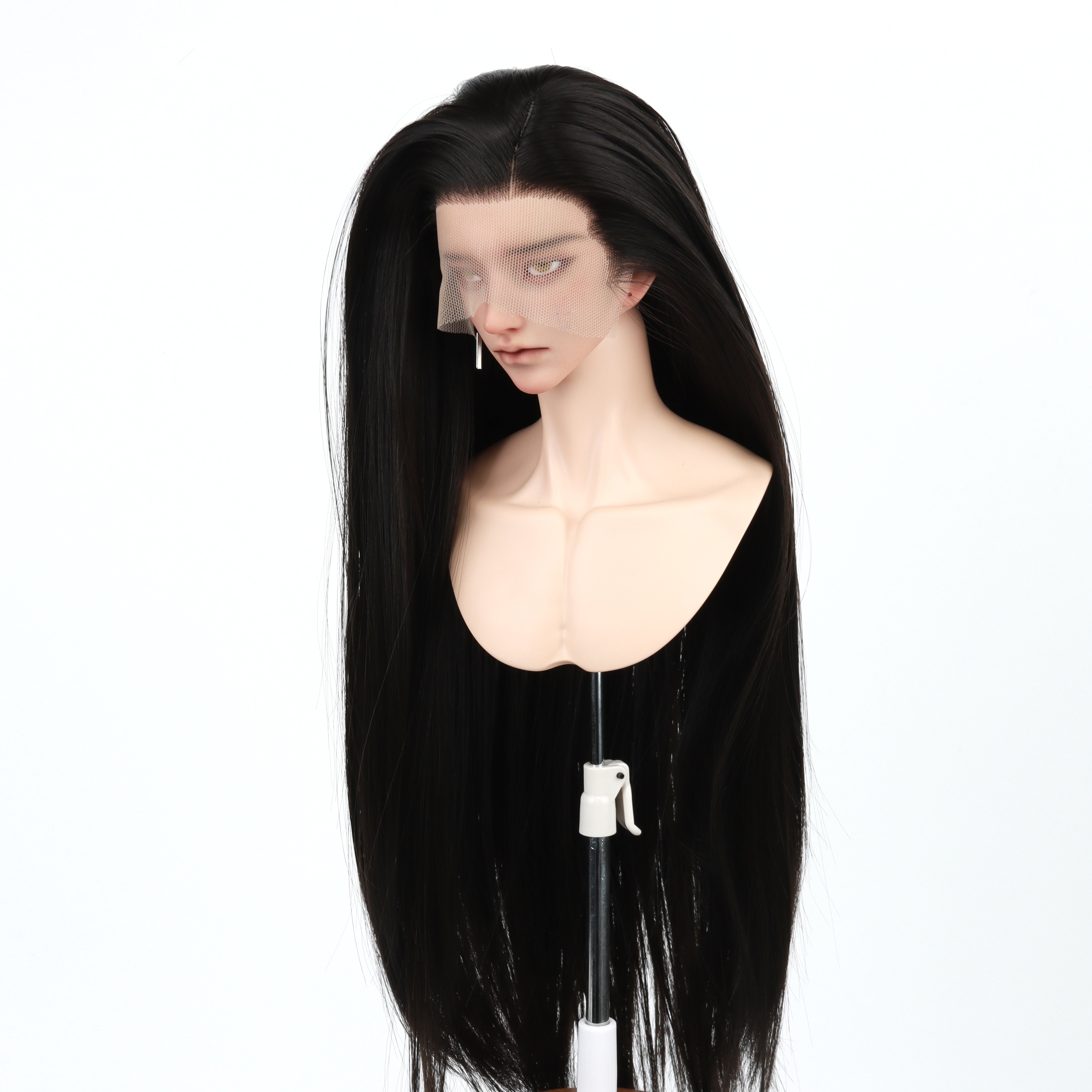 李氏越洋BJD假发前蕾丝手勾毛坯平三尖自然过渡发际线款长发