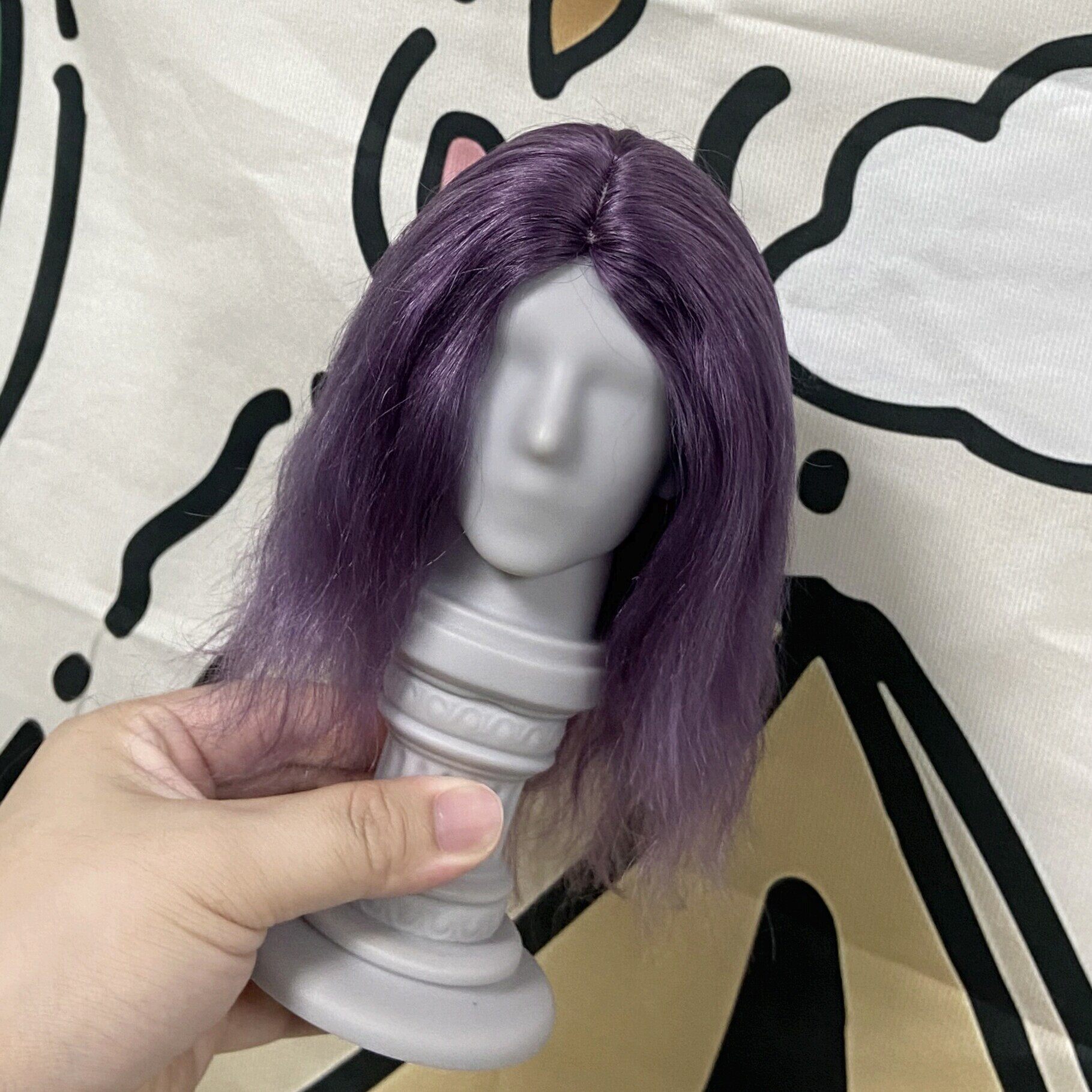 李氏越洋bjd假发酸毛祁煜紫马海毛挑染微侧分立体男发毛坯