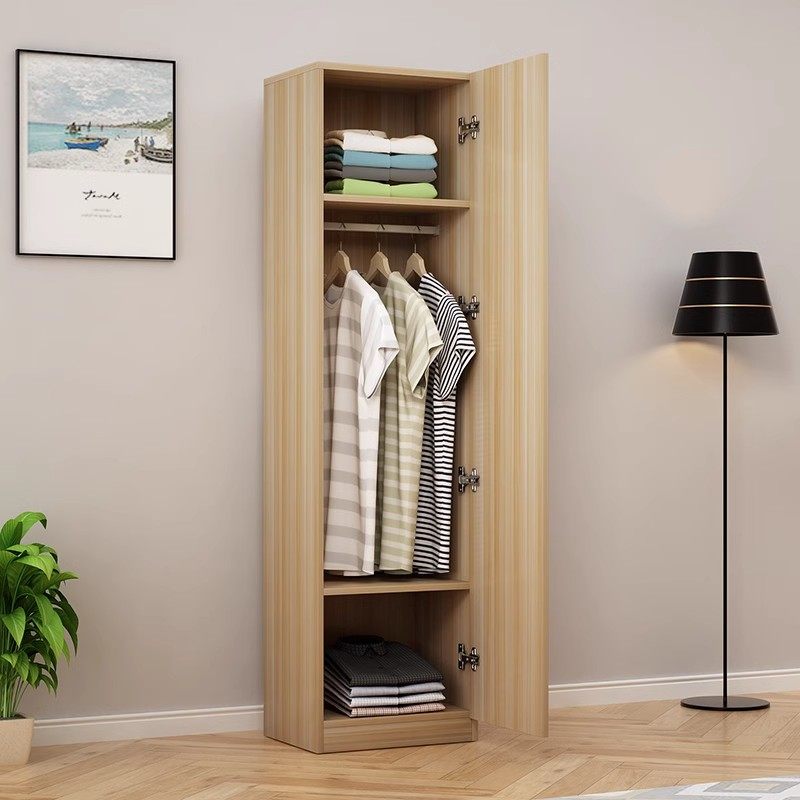 实木衣柜家用单门大容量卧室儿童收纳储物柜出租房简易夹缝超窄柜