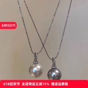 新加坡chomelkinsey真多麻灰色珍珠单颗吊坠配饰项链女高级感颈链