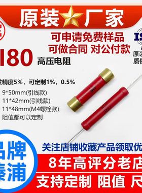RI80玻璃釉大红袍铜脚高频无感高压电阻5W500M800M900M1G2G3G5G J