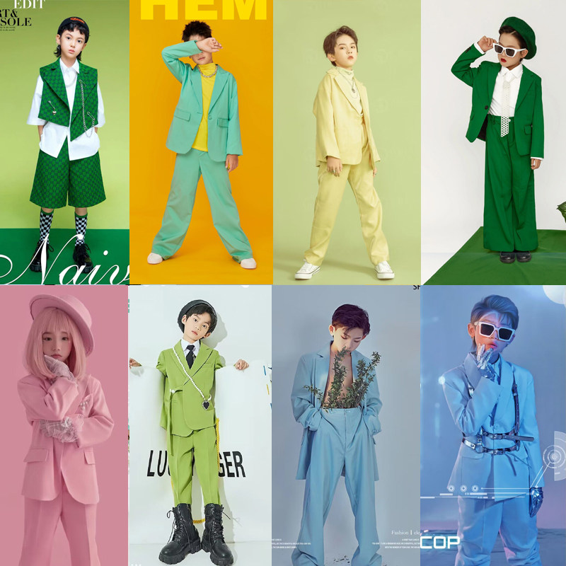 儿童摄影服装影楼主题拍摄时尚男童活动演出走秀模卡潮潮童服饰