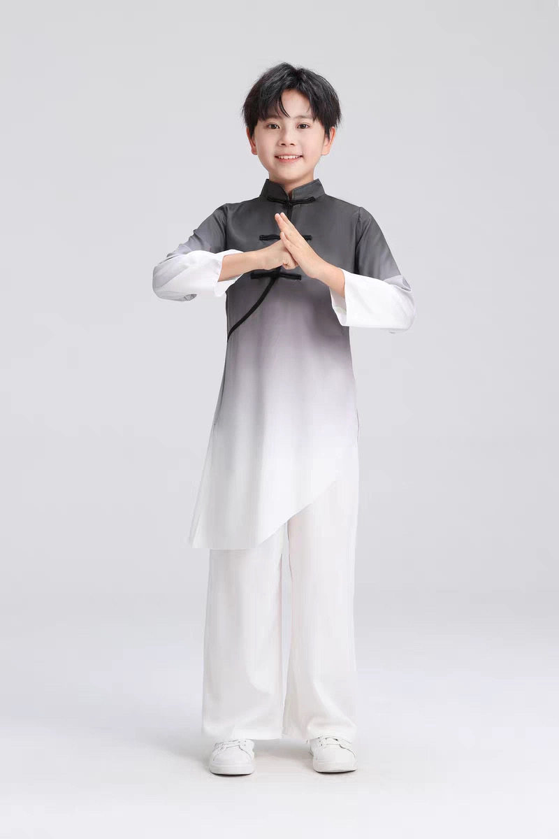 幼儿童古典舞书童男童演出合唱中国风舞蹈服练功训练服渐变色万疆