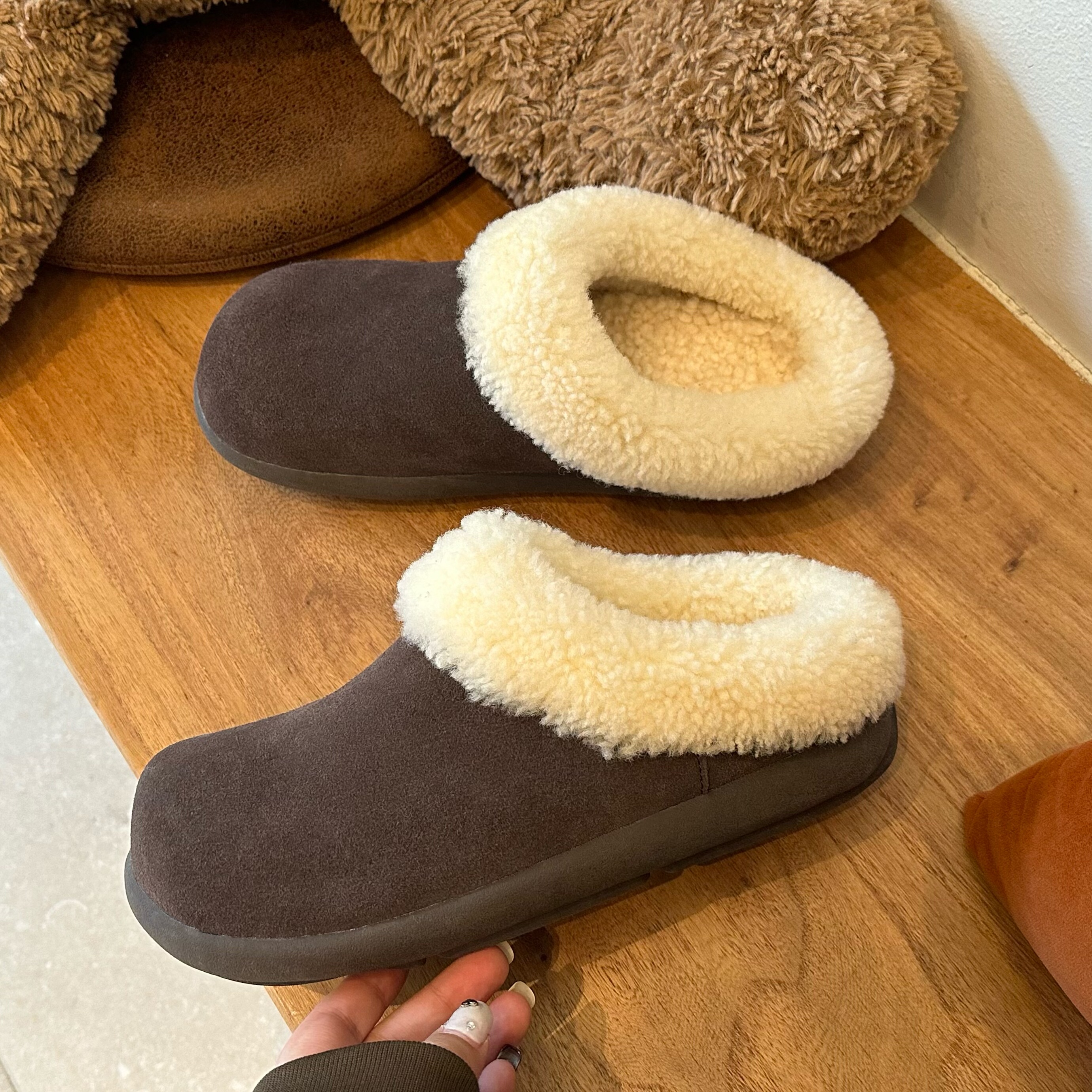 羊毛小土豆卷毛勃肯鞋女皮毛一体