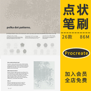 Procreate笔刷画画板绘波点状图案方形半调绘漫圆点画笔笔触素材