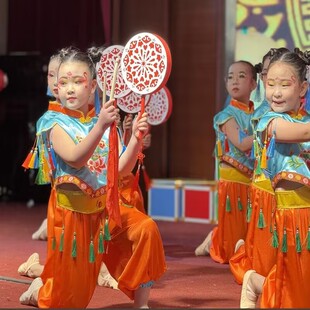 六一儿童太平鼓喜庆开场舞演出服少儿中国鼓表演服装鼓韵金丰道具