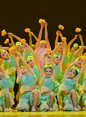 童花儿挑挑表演服女童中国风舞蹈服花挑娃娃跳春来女童古典舞服