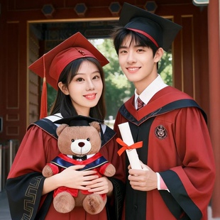 生日礼物女生毕业泰迪熊学士服玩偶公仔学校硕士娃娃博士袍毛绒