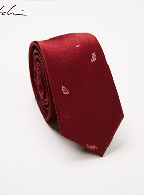 Satchi沙驰男装春季新品时尚简约商务领带红色婚礼桑蚕丝领带男