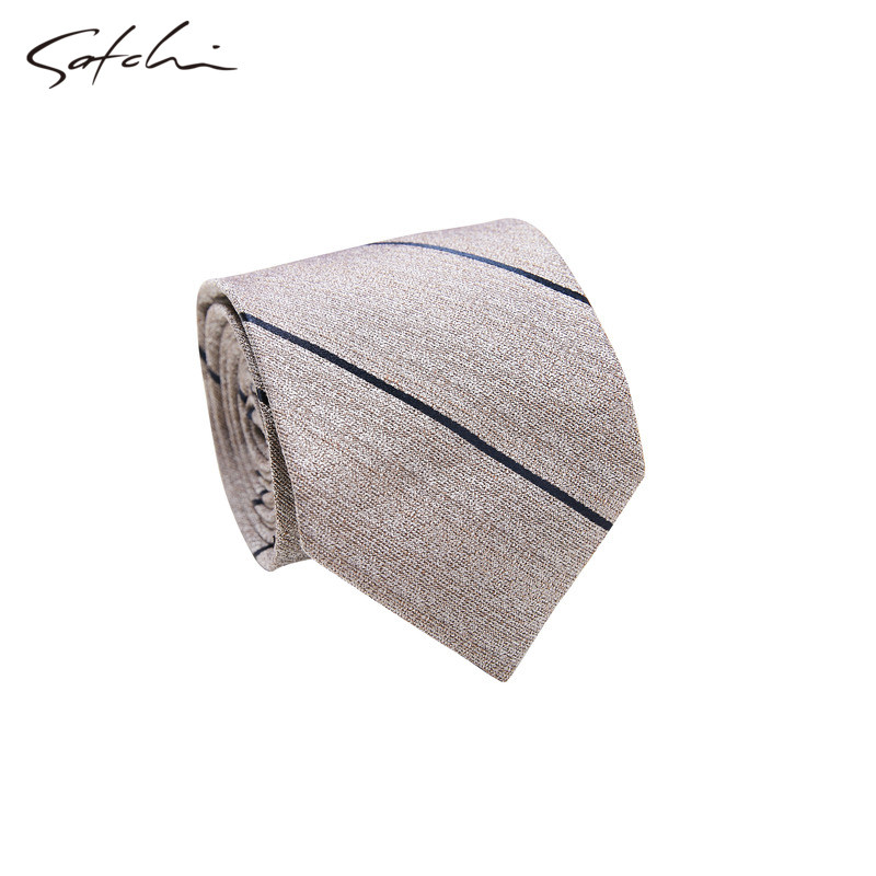Satchi沙驰男装春季新品时尚简约商务休闲线条桑蚕丝领带男