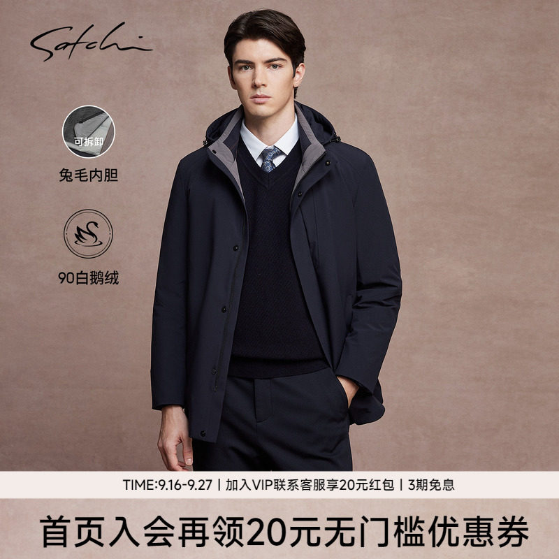Satchi兔毛内胆白鹅绒尼克服