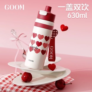 便携运动大容量杯子 GOOM保温杯女生高颜值吸管水杯学生2025新款