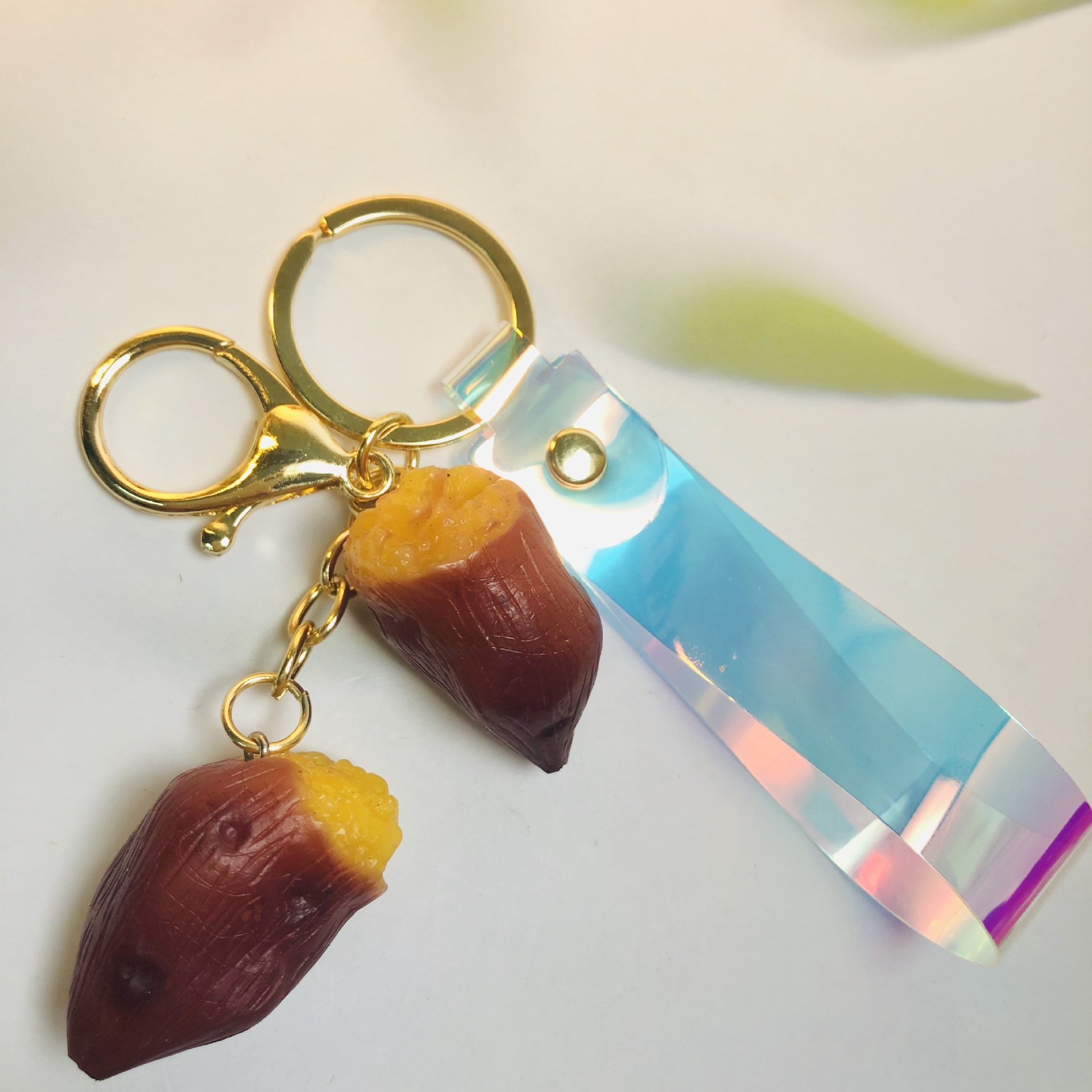 可爱ins仿真烤红薯钥匙扣挂件迷你搞怪个性挂饰学生创意礼品圈链