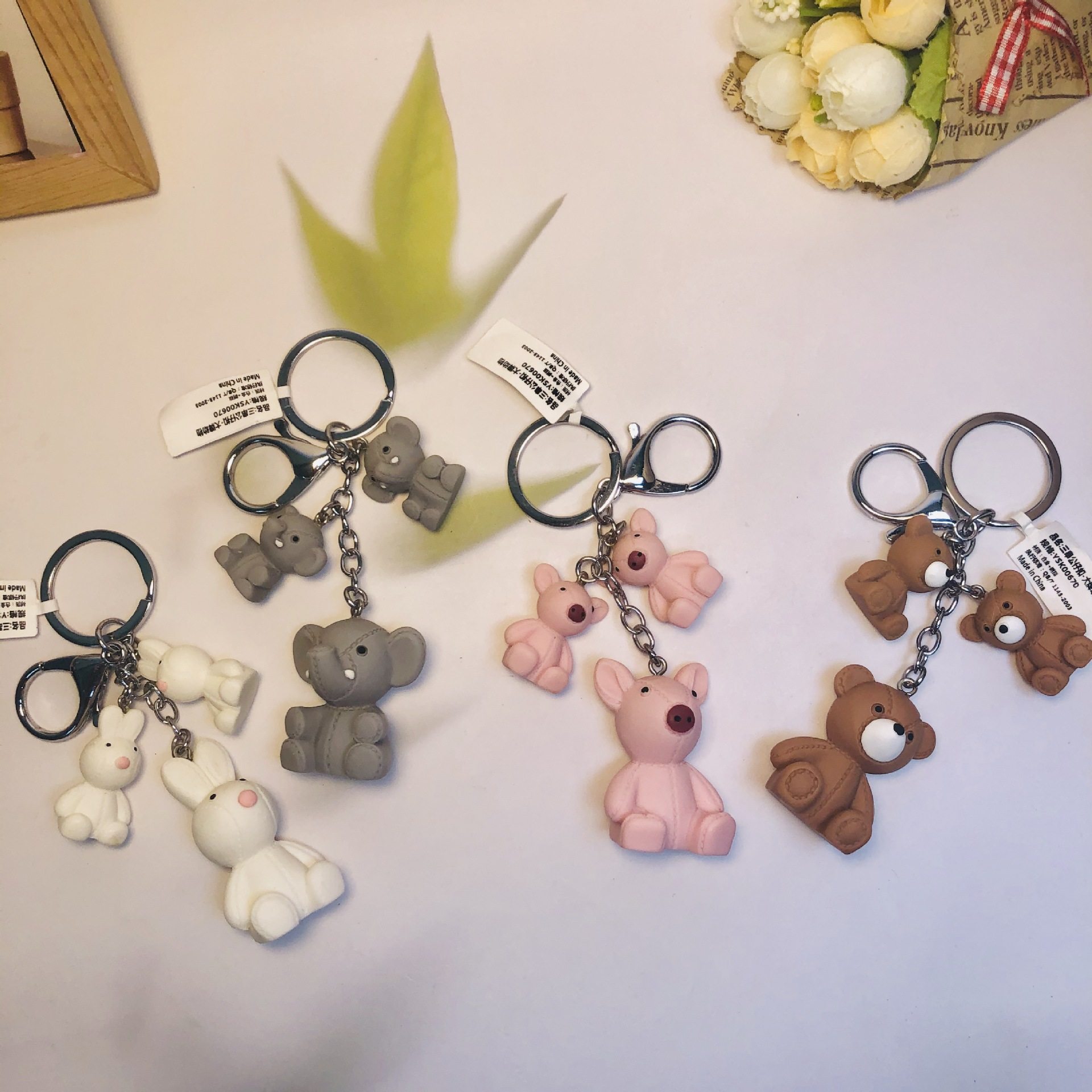 兰妮诗彩圈扣运动风动物创意便携式小工具镜子钥匙扣