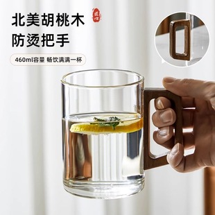 喝水杯套装 高硼硅玻璃杯子带把手个人专用待客家用中式 耐热泡茶杯