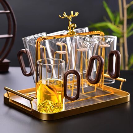 无铅家用食品级玻璃茶杯带把手水杯套装整套玻璃杯ins高颜值茶杯