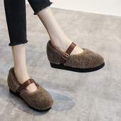 女冬外穿2025年新款 时尚 百搭羊毛内增高女鞋 厚底毛毛鞋 加绒豆豆鞋