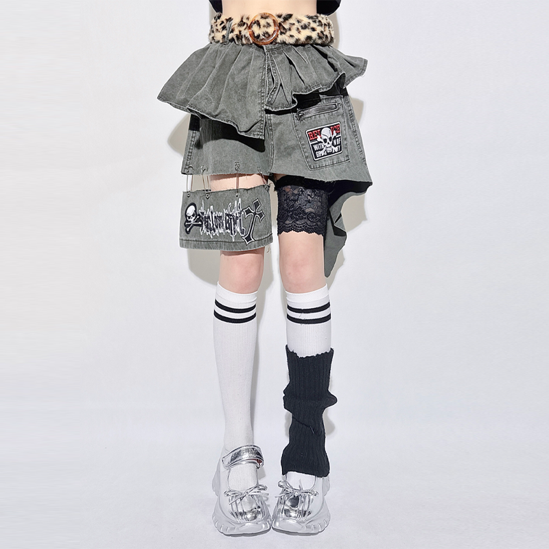 美式甜辣妹牛仔短裙女夏季亚文化