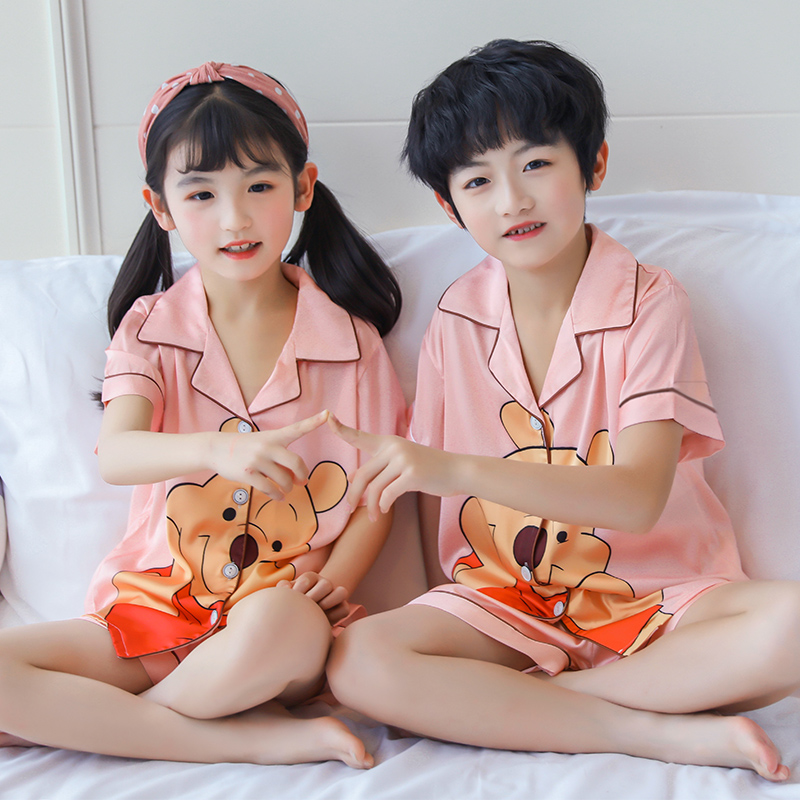 Real shot summer forged face pajamas for boys and girls