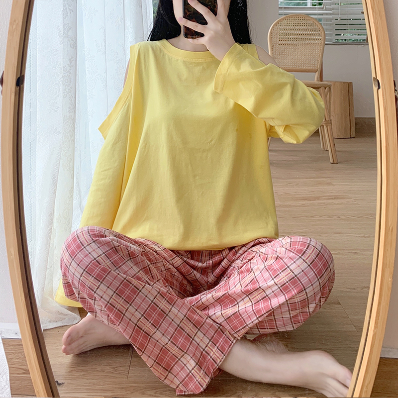 Aishang real pajamas new spring long sleeve cotton home suit