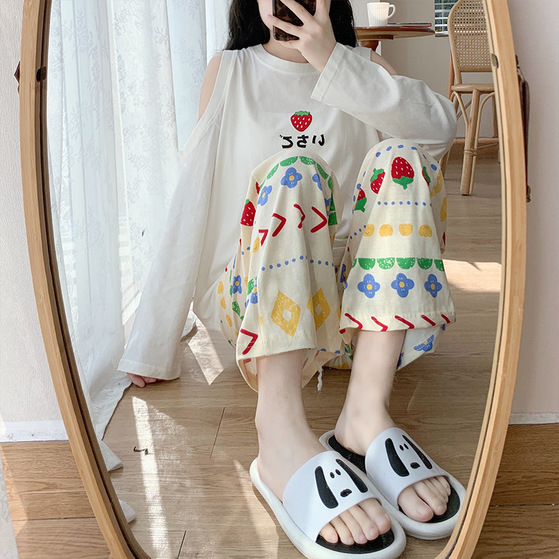 Aishang real pajamas new spring long sleeve cotton home suit