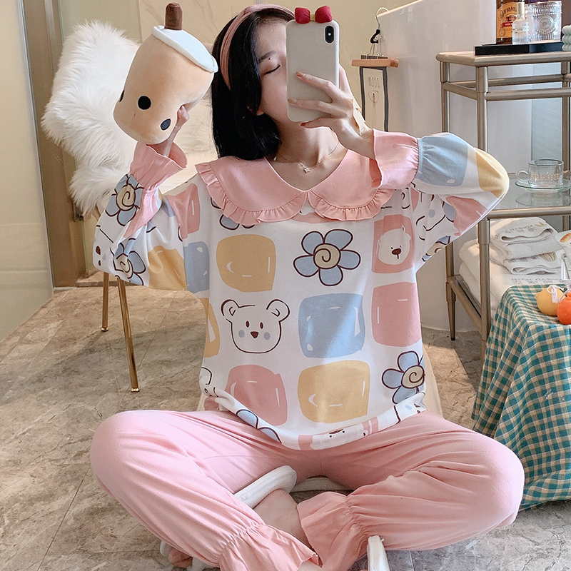 New spring long sleeve combed cotton housewear set