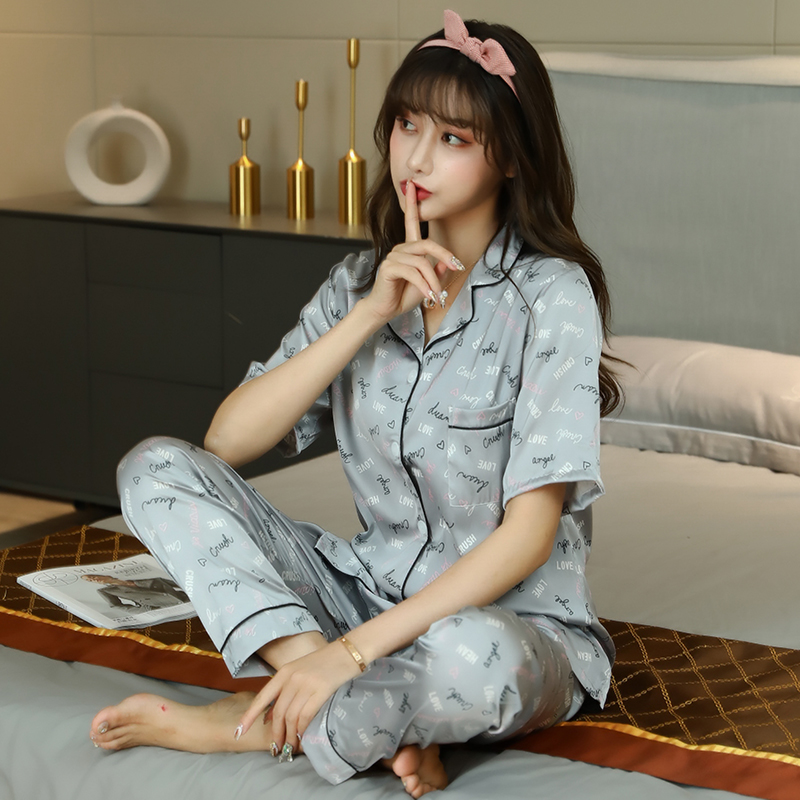 Real pajamas New South Korean silk double short home suit