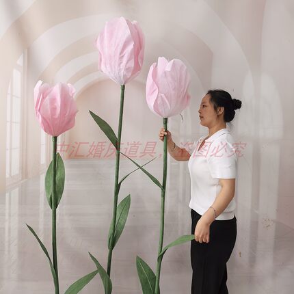 婚礼郁金香大型防水纸艺花婚庆装饰永生花户外绢花婚礼花艺高端