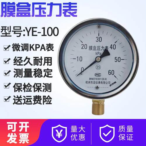 膜盒表YE-100膜盒压力表微压表