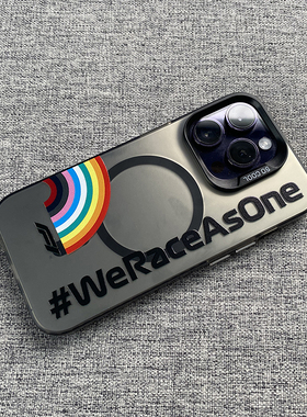 F1彩虹安全车创意适用iPhone16ProMax磁吸MagSafe苹果15 Pro华为Mate70磨砂软14PM无线充电保护套13定制12/11