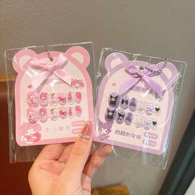 卡通印花甜美指甲贴小女孩可拆卸