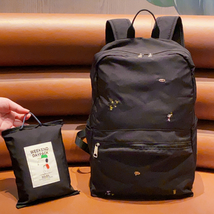 日系卡通狗狗刺绣可爱双肩包收纳大容量防水超轻便携折叠旅行背包