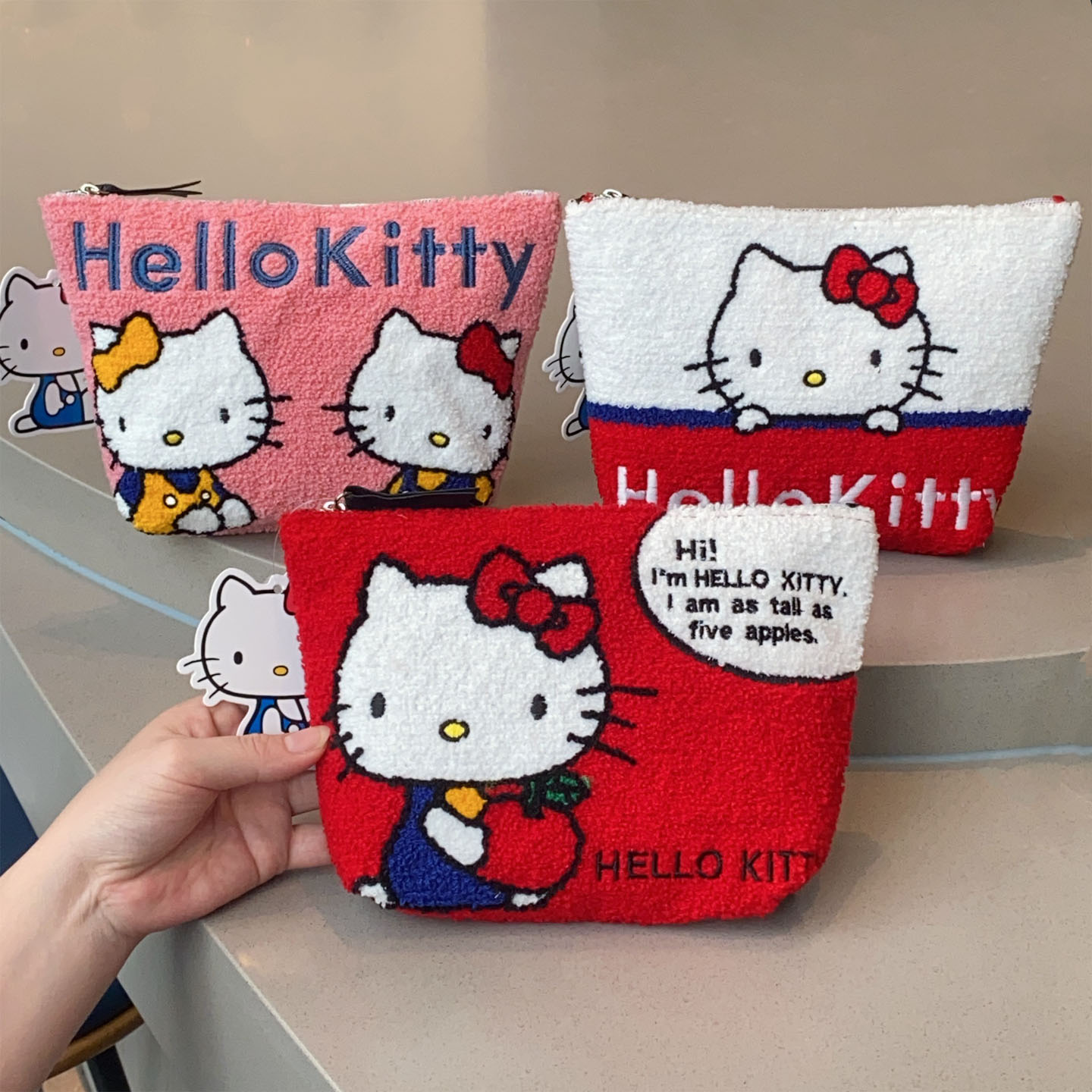 日系卡通猫咪可爱刺绣手拿包