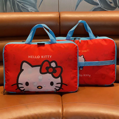 日系可爱猫咪卡通印花旅行袋