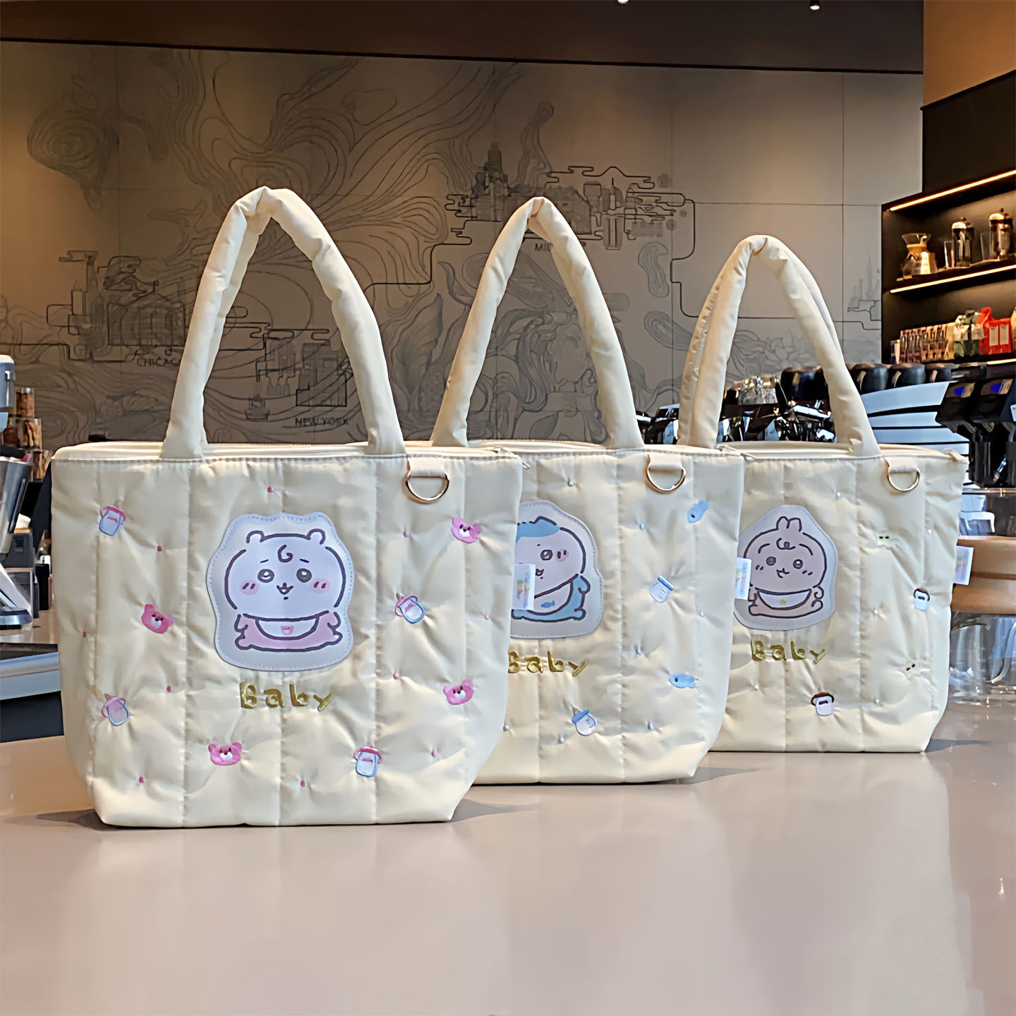 日系卡通吉伊卡哇小八乌萨奇羽绒布刺绣通用款女包可爱手提托特包,箱包皮具/热销女包/男包,通用款女包,淘宝优惠券,粉丝福利购,淘宝优惠卷