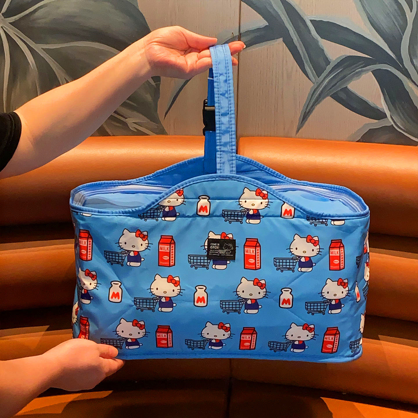 日系卡通可爱猫咪野餐包尼龙印花大容量保温包户外便携露营手提包