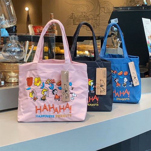 日系卡通狗狗帆布可爱刺绣手提包