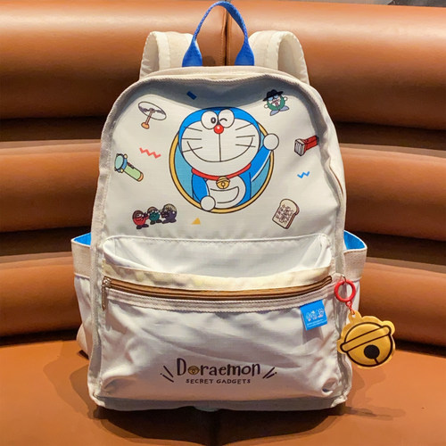 日系可爱蓝胖子帆布双肩背包