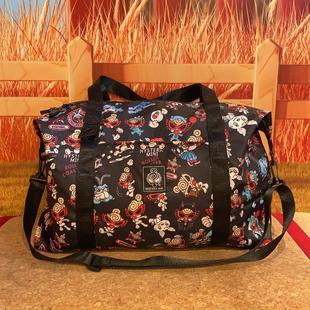 日系潮牌卡通奶嘴炫酷黑超手提便携折叠健身包行李袋大容量旅行袋