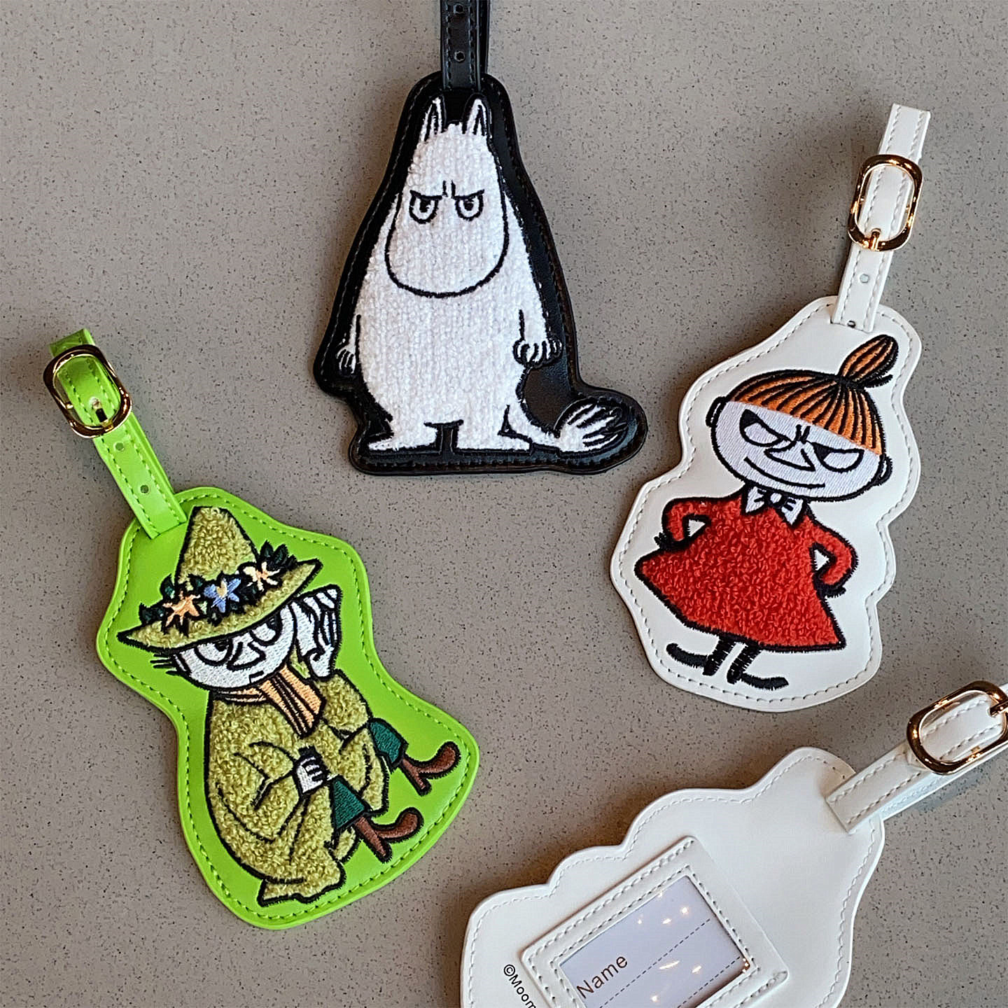 日系可爱姆明亚美pu刺绣行李牌