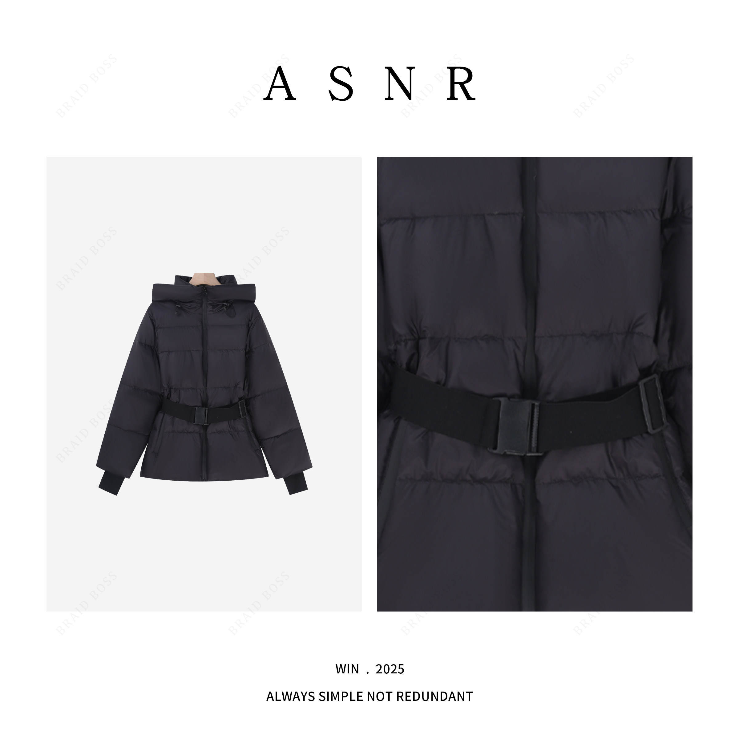 BRAID｜衣长64 90鹅绒女款冬季连帽收腰款鹅绒服外套W12,女装/女士精品,婚纱,淘宝优惠券,粉丝福利购,淘宝优惠卷