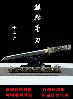 龙泉刀剑唐横刀一体麒麟唐刀花纹钢刀剑古风汉剑冷兵器唐剑未开刃