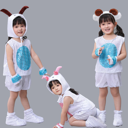 新款儿童动物小山羊演出服幼儿园卡通纱裙舞台舞蹈服大灰狼表演服