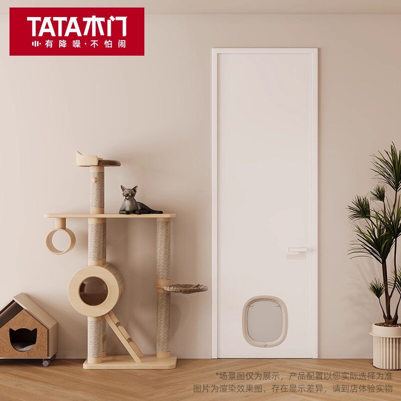 TATA木门套装折叠门隔断实木门谷仓房门隐形门室内门卧室门宠物门